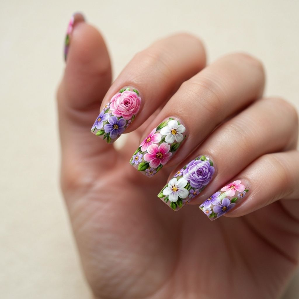 Floral nail art design